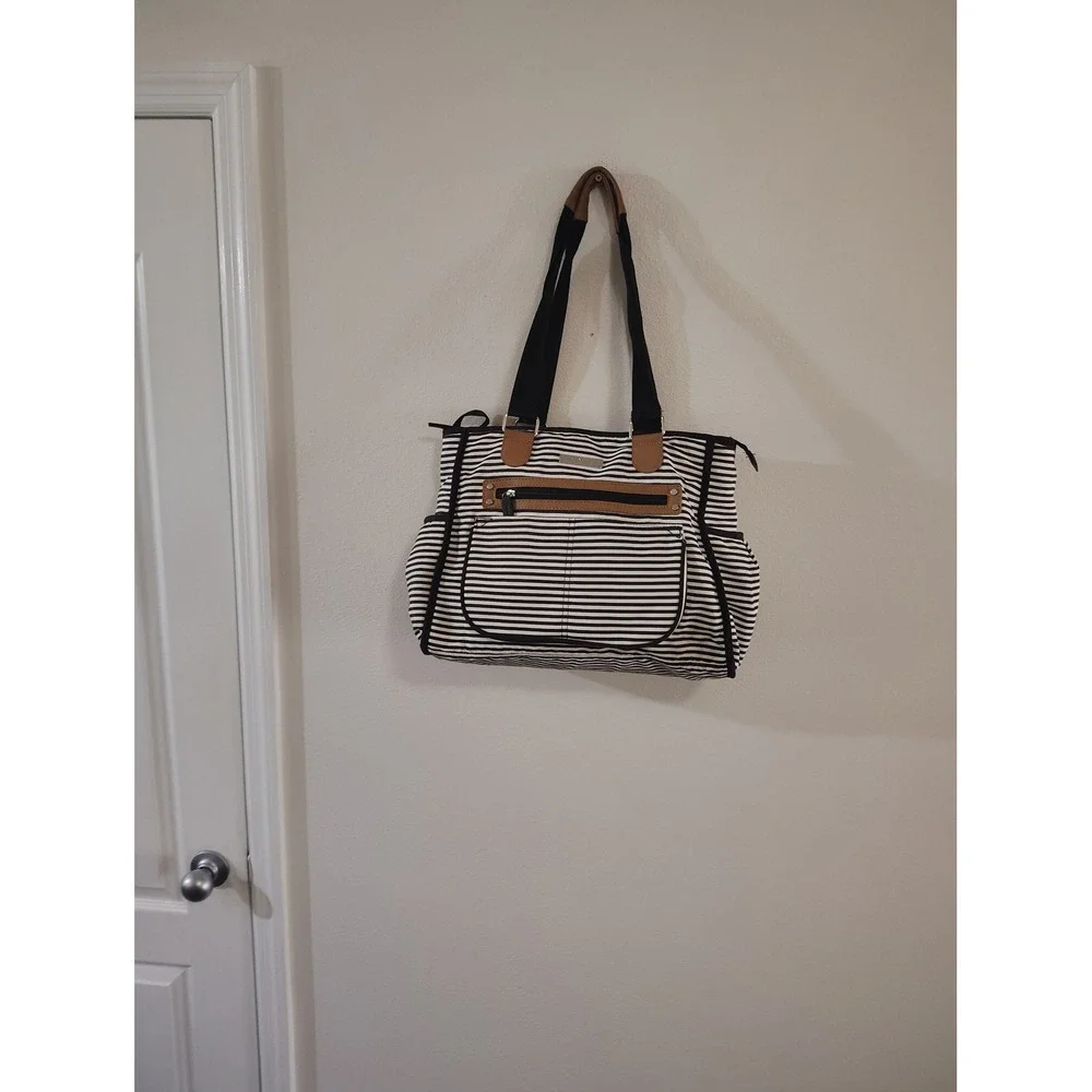 Bananafish Studio Diaper Bag Tote Black‎ White Striped Travel Baby Bag